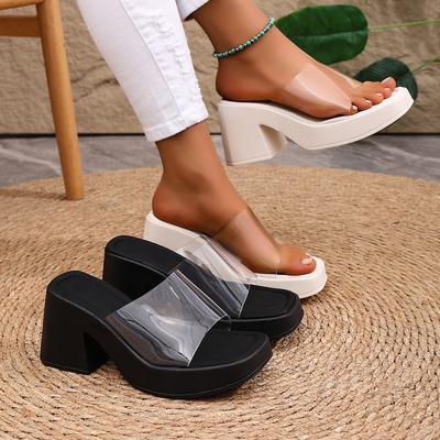 Damen High Heels Sandalen Transparent Plateau Gladiatorenschuhe Sommer Chunky Heel Sandalen Freizeit Hausschuhe Sandalias De Mujer