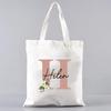 Custom Name White Canvas Tote Bag Large Capacity Foldable Supermarket Shopping Bag For Women Shopper Personalized Handbags