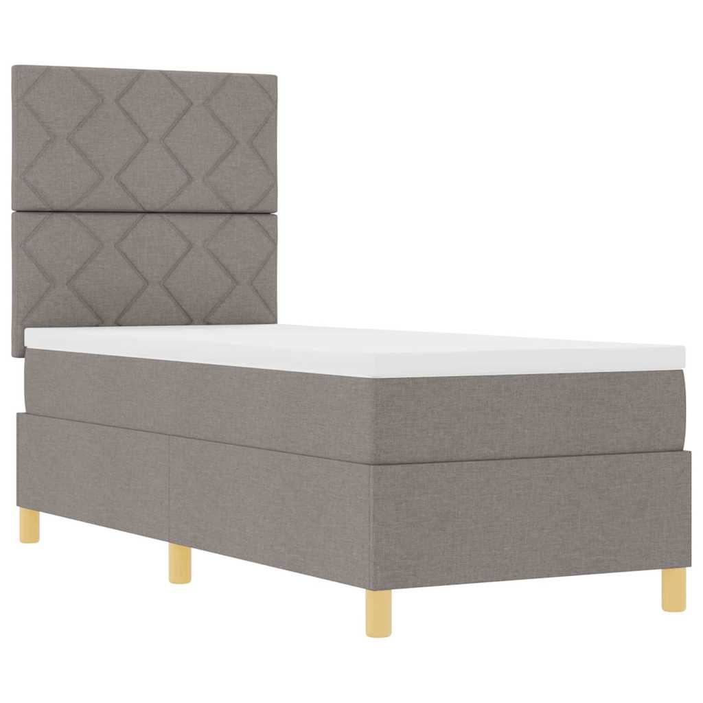 Box Spring Bed with Mattress and Adjustable Headboard Taupe 80 x 200 cm Fabric