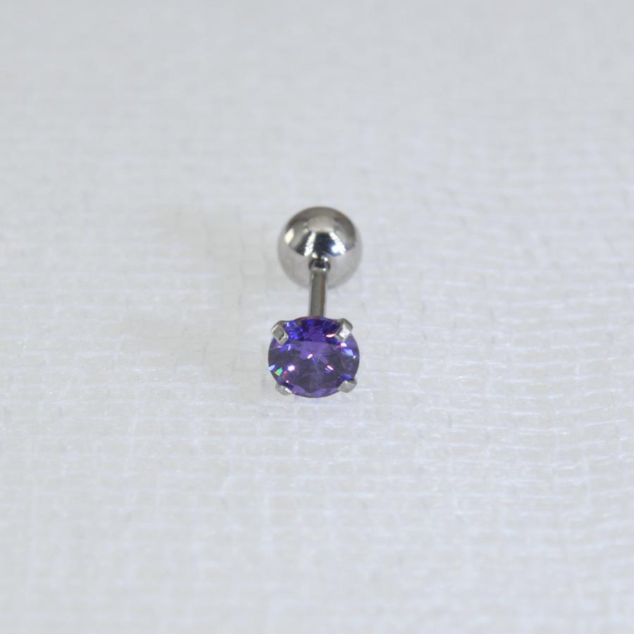 0.8mm Thick Minimalist Zircon 3-Prong Stud Earrings, Stainless Steel Screw for Ear Cartilage, Available in 1.5-5mm.