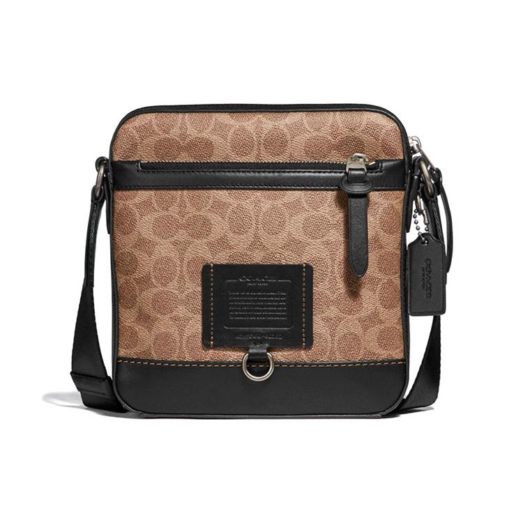 New COACH Rivington Monogram Canvas With Leather Shoulder Bag, Crossbody Bag Small Size Men's Khaki Monogram & Black 40352-JIKHA