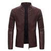 Spring new men's locomotive slim leather jacket youth stand-up collar business casual leather jacket