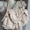 Korean Sweet Lovely Floral Tote Bag Women Lace Large Capacity Canvas Shoulder Bag Ladies Harajuku Gentle Versatile Underarm Bags