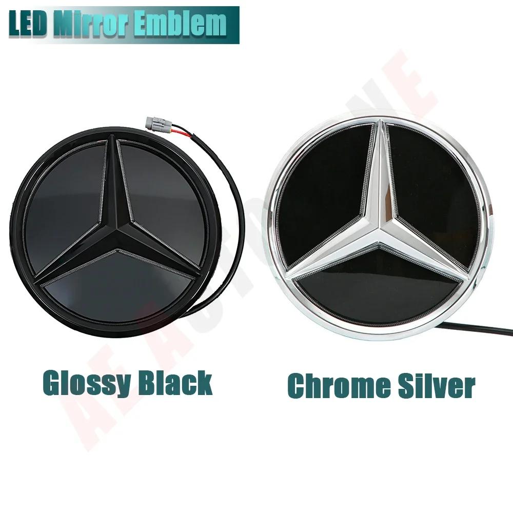 LED Spiegel Schwarz Rand Silber Rand Neuestes 3D Frontgrill Stern Logo Für Mercedes Benz GLC X253 GLE W167 GLS X167 V W447 Emblem