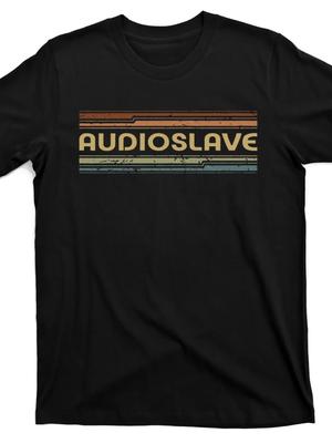 Men's Audioslave Vintage Rock Band Graphic T-Shirt 220g Heavyweight Cotton Retro Music Tee with Bold Typography Colorful Stripes