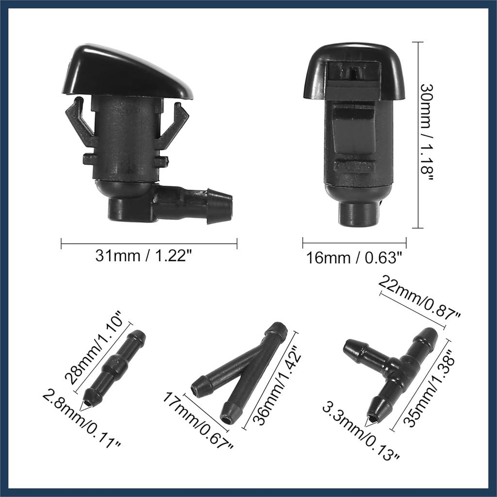 Front Windshield Washer Hose Kit Fit for Jeep Grand Cherokee with 3 Meter Washer Fluid Hose 12 Pcs Hose Connectors - Pack of 15 Black Replacement Car