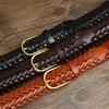 Wide waistband, genuine leather woven belt, top layer cowhide, handmade weaving, needle buckle, couple's casual versatile pants belt