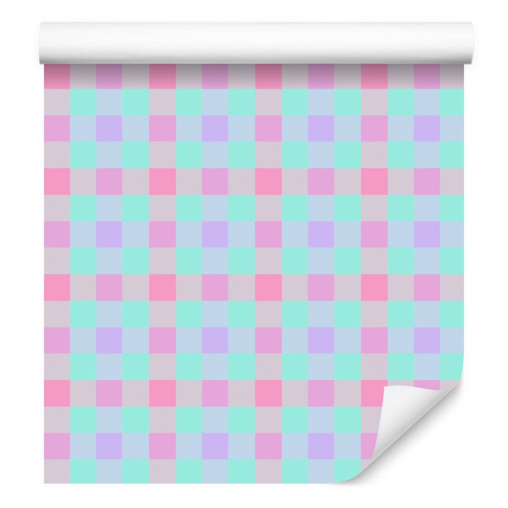 Candy Check Wallpaper Light Gray and Mint 50x1000