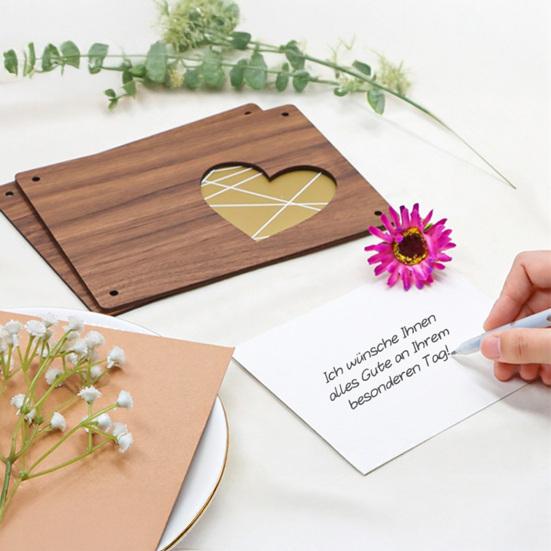 Wooden Money Holder Money Envelope with Hollow-out Pattern Cash Holder Wedding Cash Gift Holder for Christmas Birthday Graduation Festival