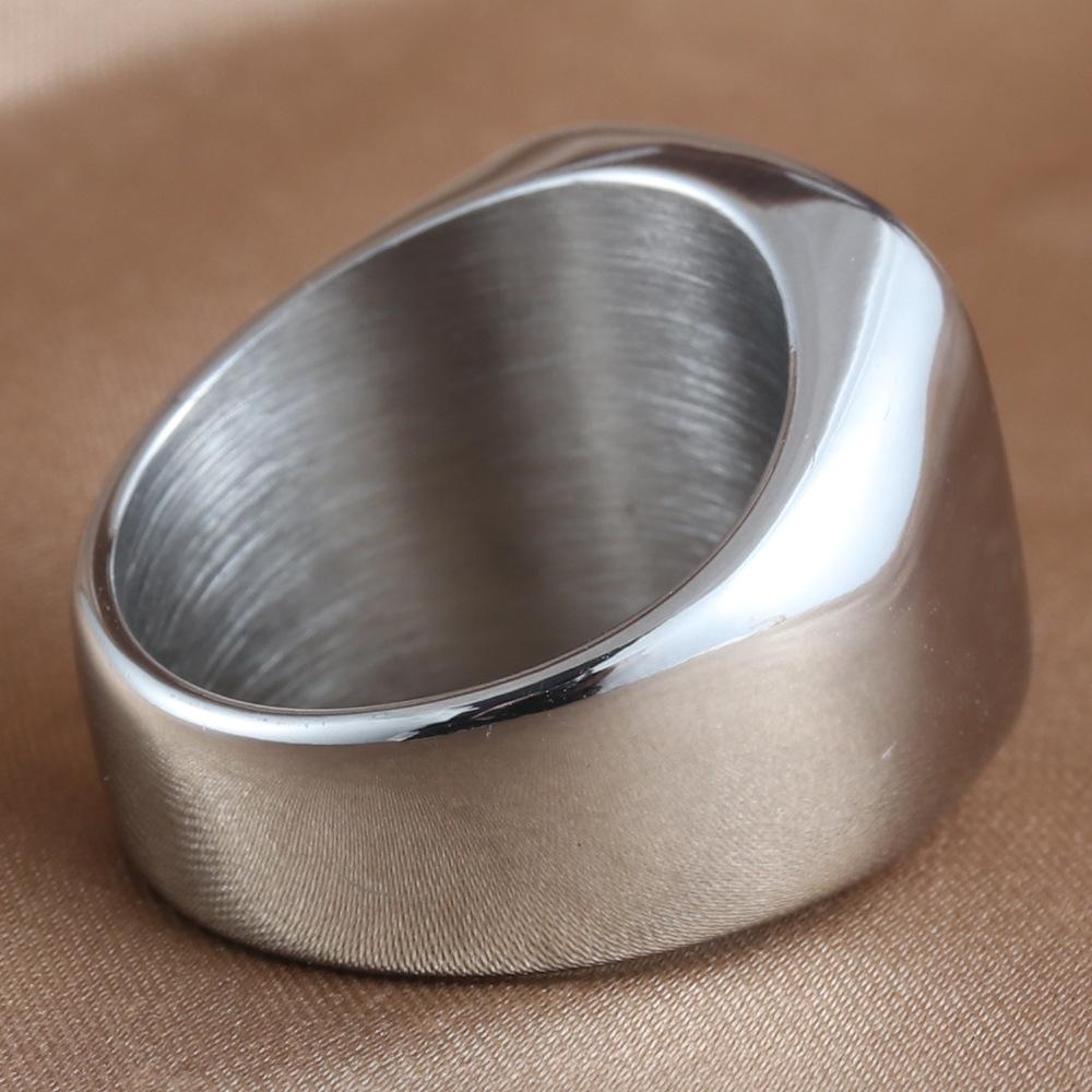 European And American Jewelry Titanium Steel Square Black Stone Ring Retro Trendy Girl Stainless Steel Personalized Punk Glossy Ring 2701