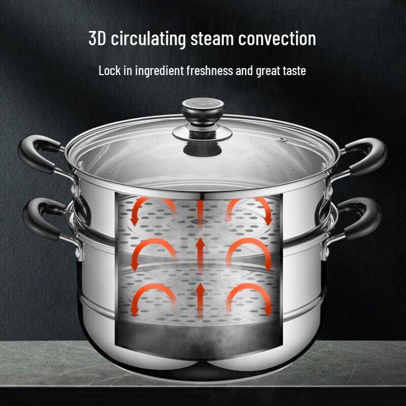 SUPOR 26cm 304 Edelstahl Doppelschicht Dampfkochtopf