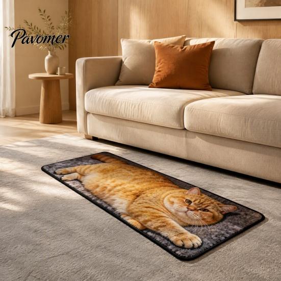 Washable Bathroom Mat Cute Cat Shape Rug, 3D Simulation Modeling, Soft Imitation Decorative Decor Cashmere Absorbent Floor Mat, Non-slip for