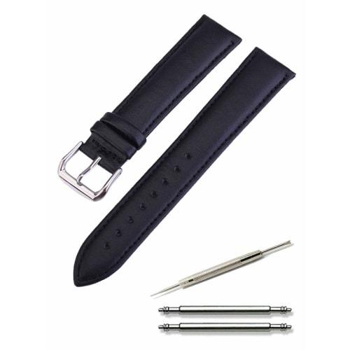 Calme Genuine Leather Watch Band, Smooth Leather Replacement Strap, 12mm To 24mm, Includes Replacement Instructions (12mm, Black)