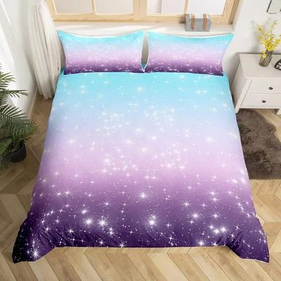 Funkelnde Sterne Bettwäsche-Set Galaxie Bettbezug, Konstellation Astrologie Tierkreis Nebel Bettdeckenbezug Rosa Horoskope Steppdeckenbezug