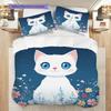 Weißes Katzenmuster Bettwäsche Steppdecke Set Deckenbezug Kissenbezug Heimdekoration Geburtstagsgeschenk (1 Bettbezug + 2 Kissenbezüge, ohne Füllung)