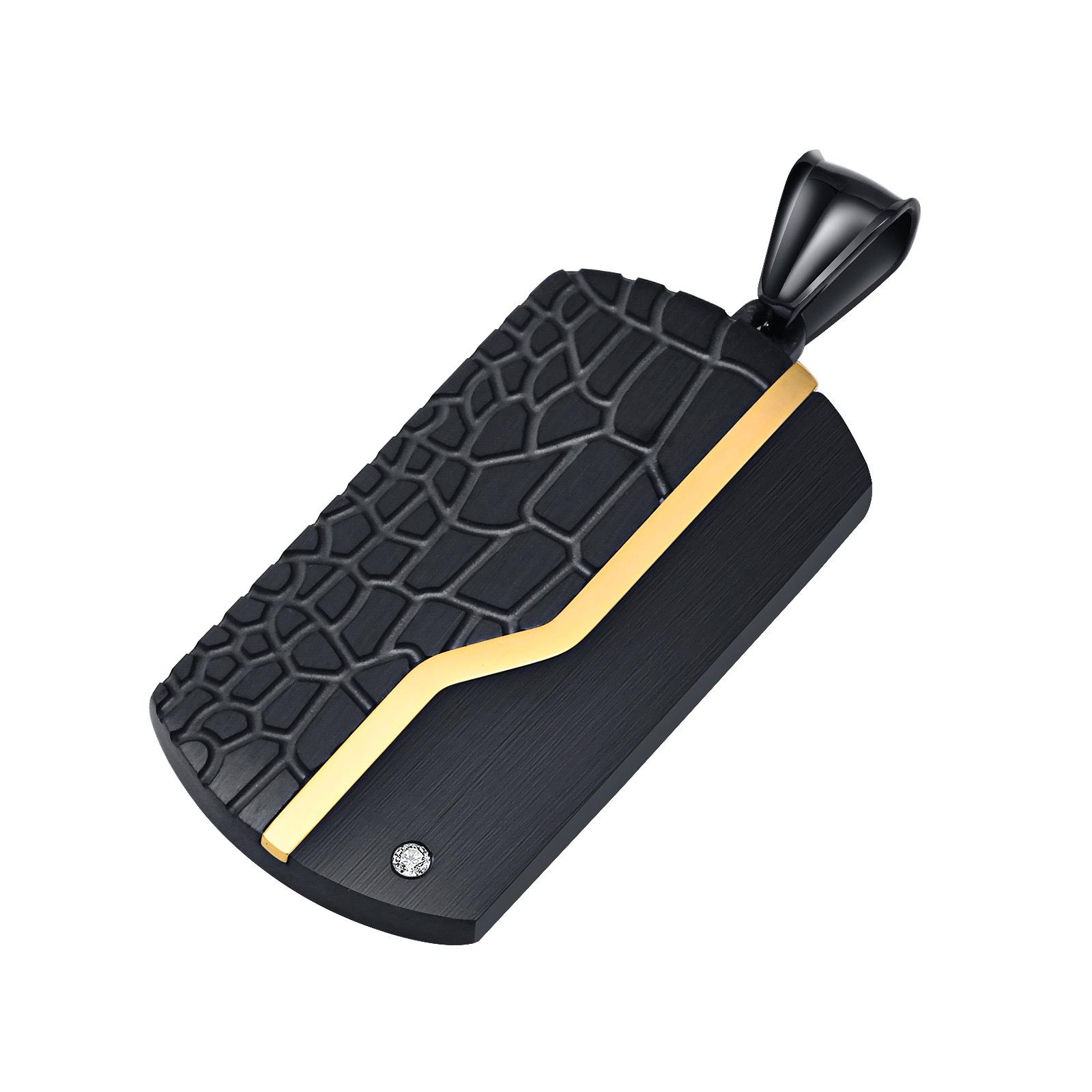 

Engravable Black Titanium Steel Dog Tag Pendant Necklace with White Zircon