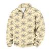 Men's Flannel Quarter-Zip Long Sleeve Pullover Hoodie with Halloween Print
