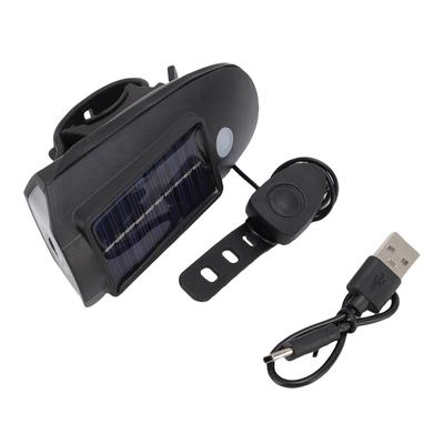 Solar Fahrradlampe USB Wiederaufladbar IPX4 Wasserdicht LED Scheinwerfer mit Hupe für Rennrad Mountainbike