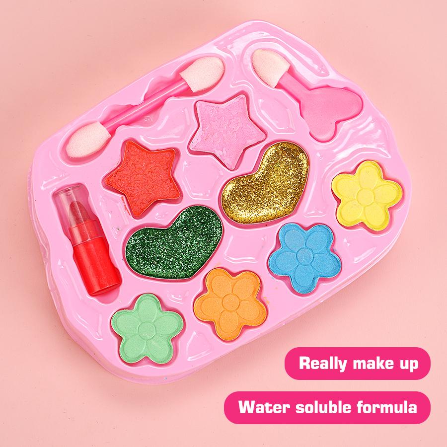 Heart Of The Ocean Makeup Handbag Water Soluble Safe Girls Cosmetic Box Play House Toy Real Glitter Lipstick