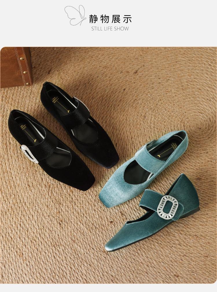 Vintage Velvet Mary Jane Women's Shoes 2026 Spring and Autumn Edition Lightweight Fashion Shoes Versatile Commuter Low Heel Women's Single Shoes