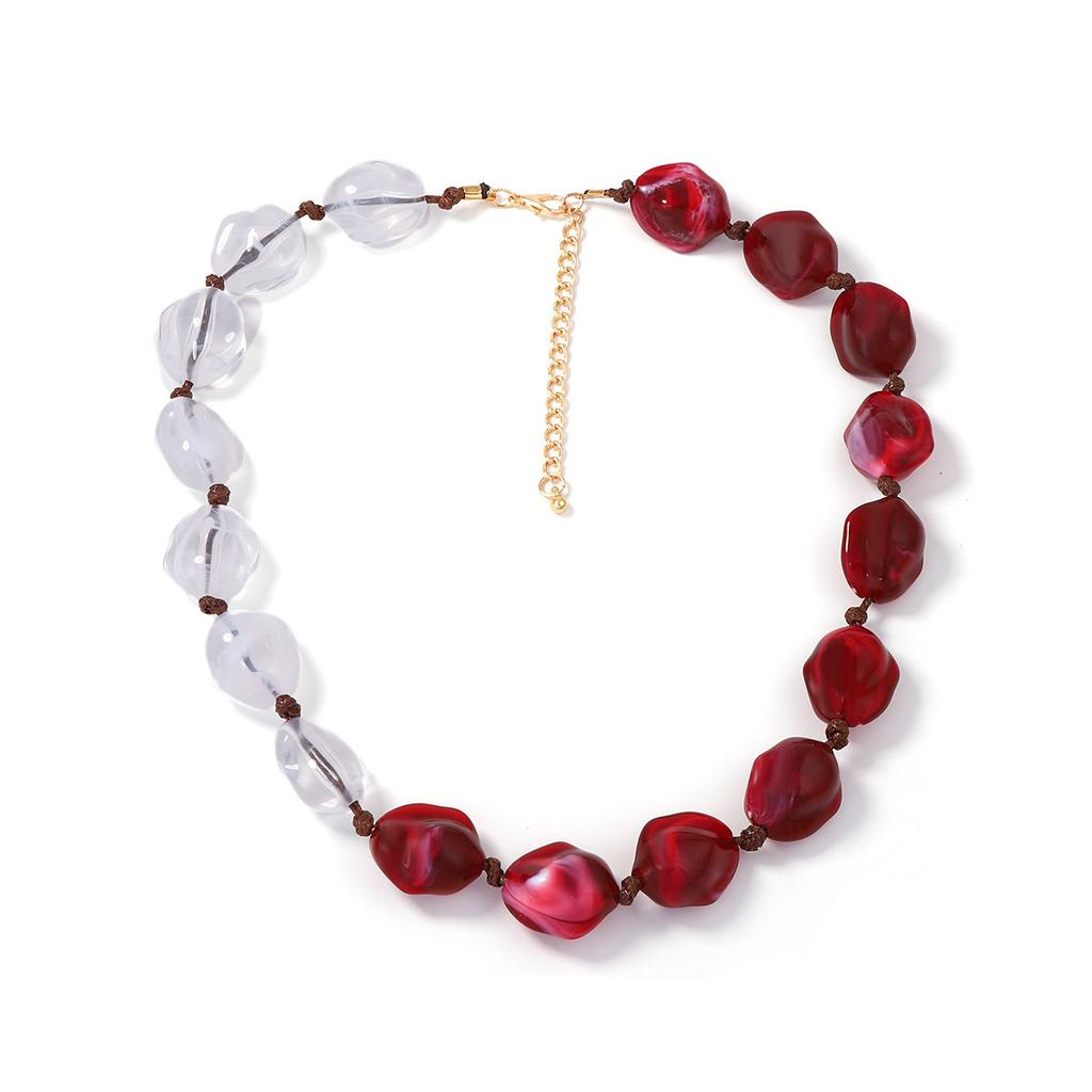 Simple and Fashionable, Personalized Design Sense, Casual and Versatile, Colorful Geometric Multi-color Splicing, Exaggerated Beaded Necklace, Women