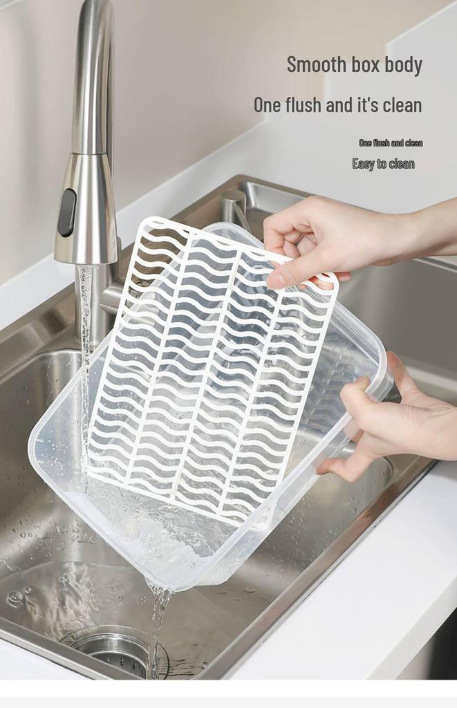 Plastic Japanese-Style Fresh-Keeping Box with Lid for Refrigerator Storage