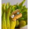 Eetit Natural Amazon Stone Pearl Open Golden Cast Ring for Women Glossy Stainless Steel Charm Jewelry Tarnish Resistant