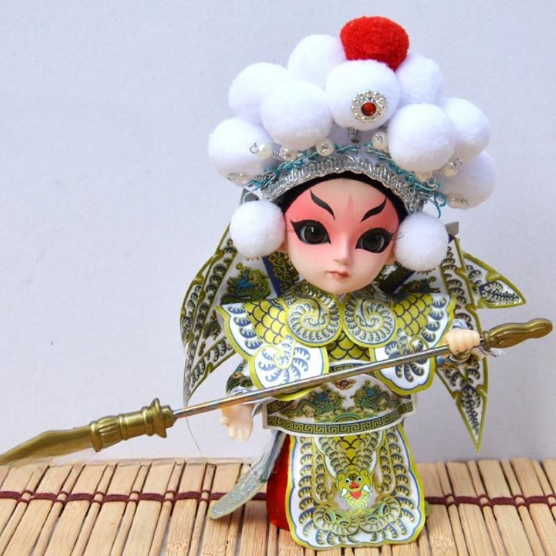 Chinese Peking Opera Mask Doll Opera Character Decoration Silk Doll Chinese Handmade Decorative Gifts Shop Decoration Doll
