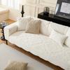 Short Plush Sofa Cushion for Autumn Winter Embossed Wave Edge Sofas Towel Pillow Cover L-shaped Sofa Cover Slip Wear Resistant