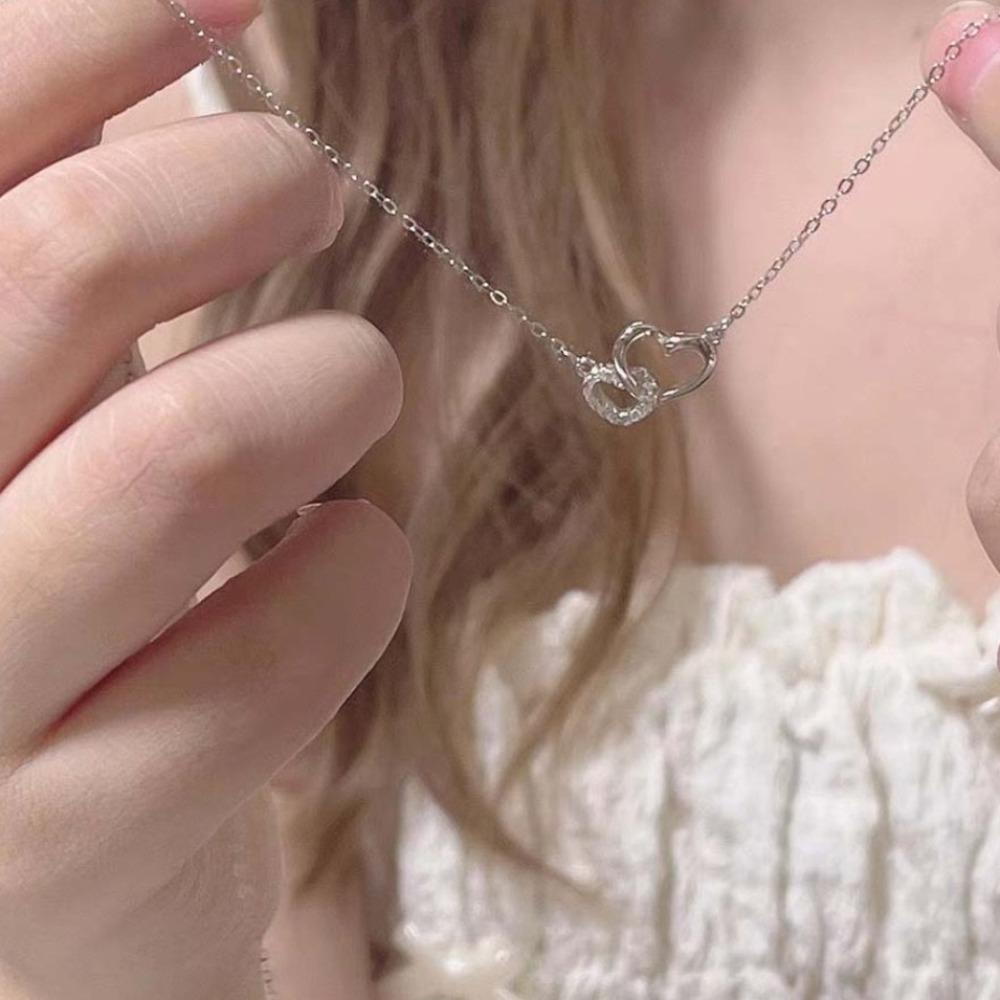 Pendant Necklace Love Heart Necklace Clavicular Sweater Chain Hollow Heart Chain Pendant  Summer