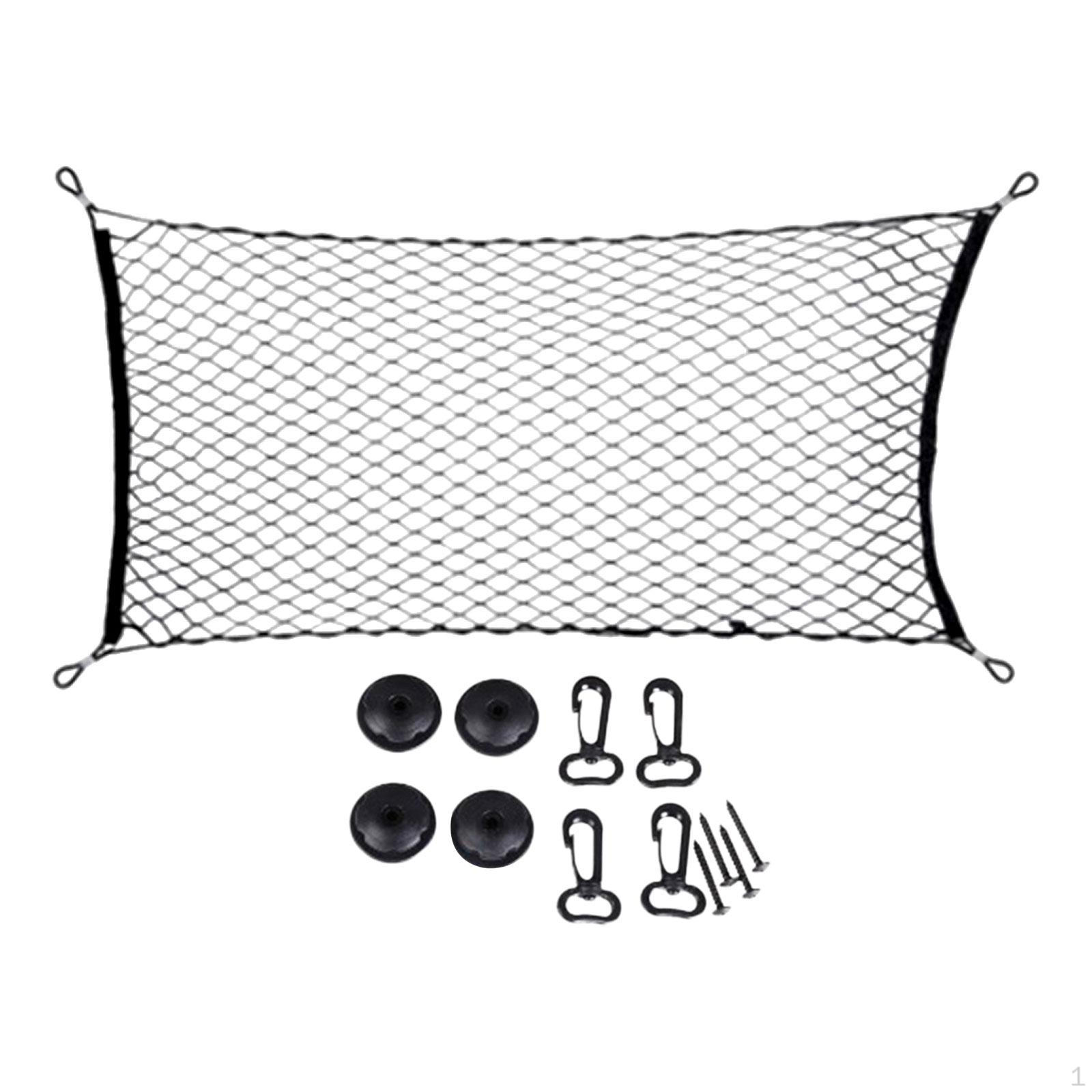 Automotive Cargo Net Trunk Organizer Elastic Car Universal with Hooks Screws