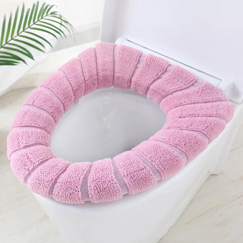 Einfarbiges, universelles, warmes, weiches und waschbares Toilettenmatten-Set für die Heimdekoration, Sitzbezug, Toilettendeckelbezug, Zubehör