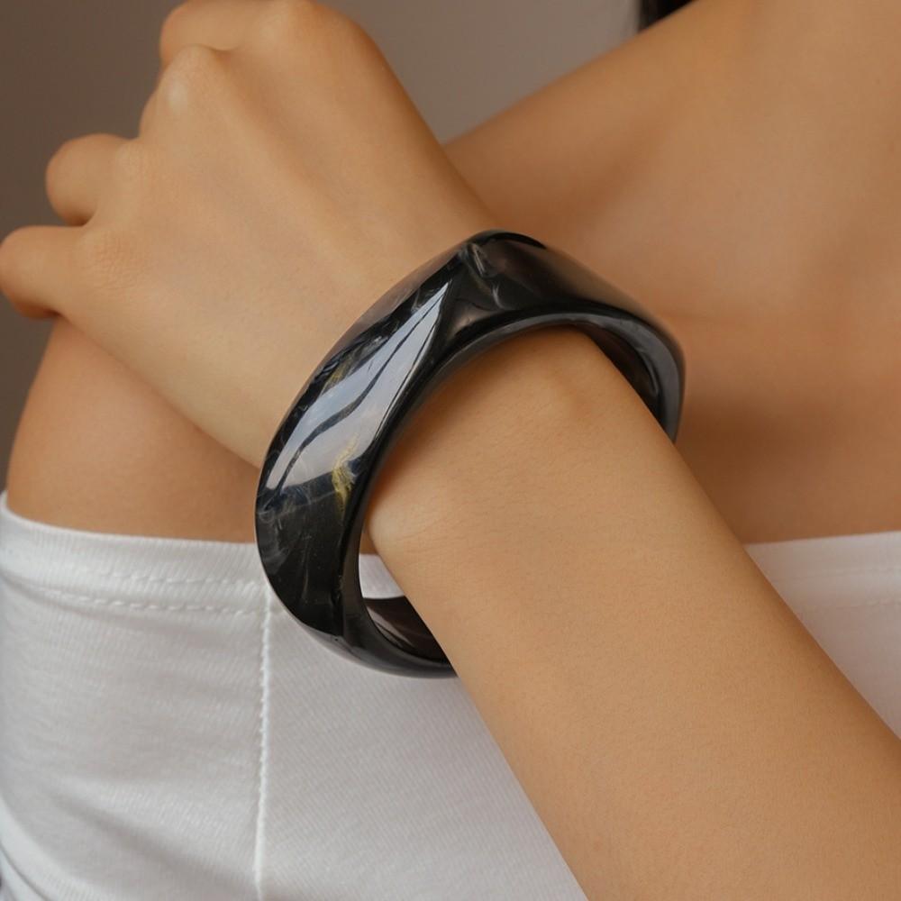Bohemian Acrylic Bangle Smudging Retro Hand Ring Cute Irregular Wide Bracelet  Decoration