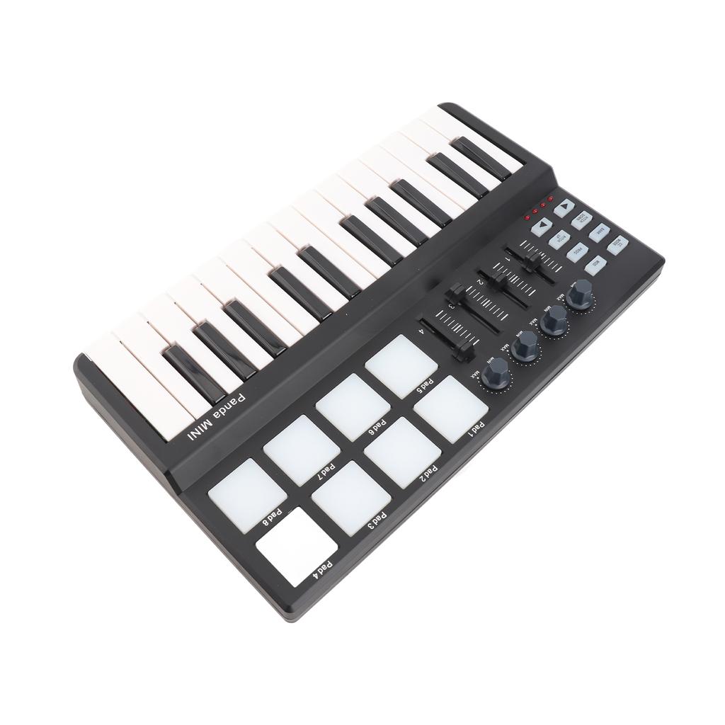 25 Key Ultra Portable USB MIDI Keyboard Controller with 8 Colorful Backlit Trigger Pads