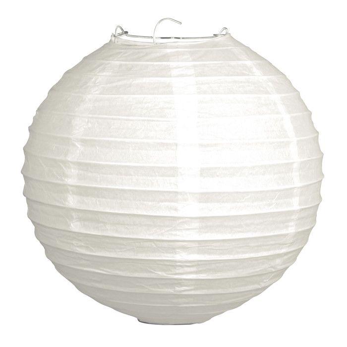 Lampion de papier, 30cm ø, blanc, av. Pied en métal, sachet 1 pièce