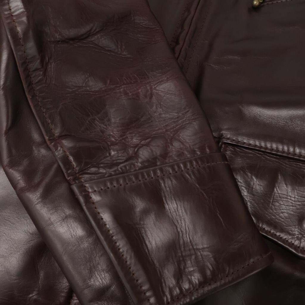 AEROLEATHER Pferdeleder lange Jacke mit langem Halbgürtel Jacke 40 BraunGebraucht