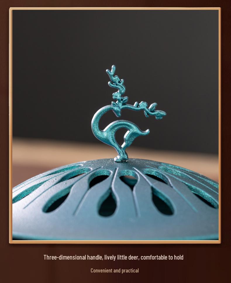 Zen Deer Incense Burner: Auspicious Coil Holder for Desktop or Tea Ceremony with Sandalwood and Agarwood Compatibility