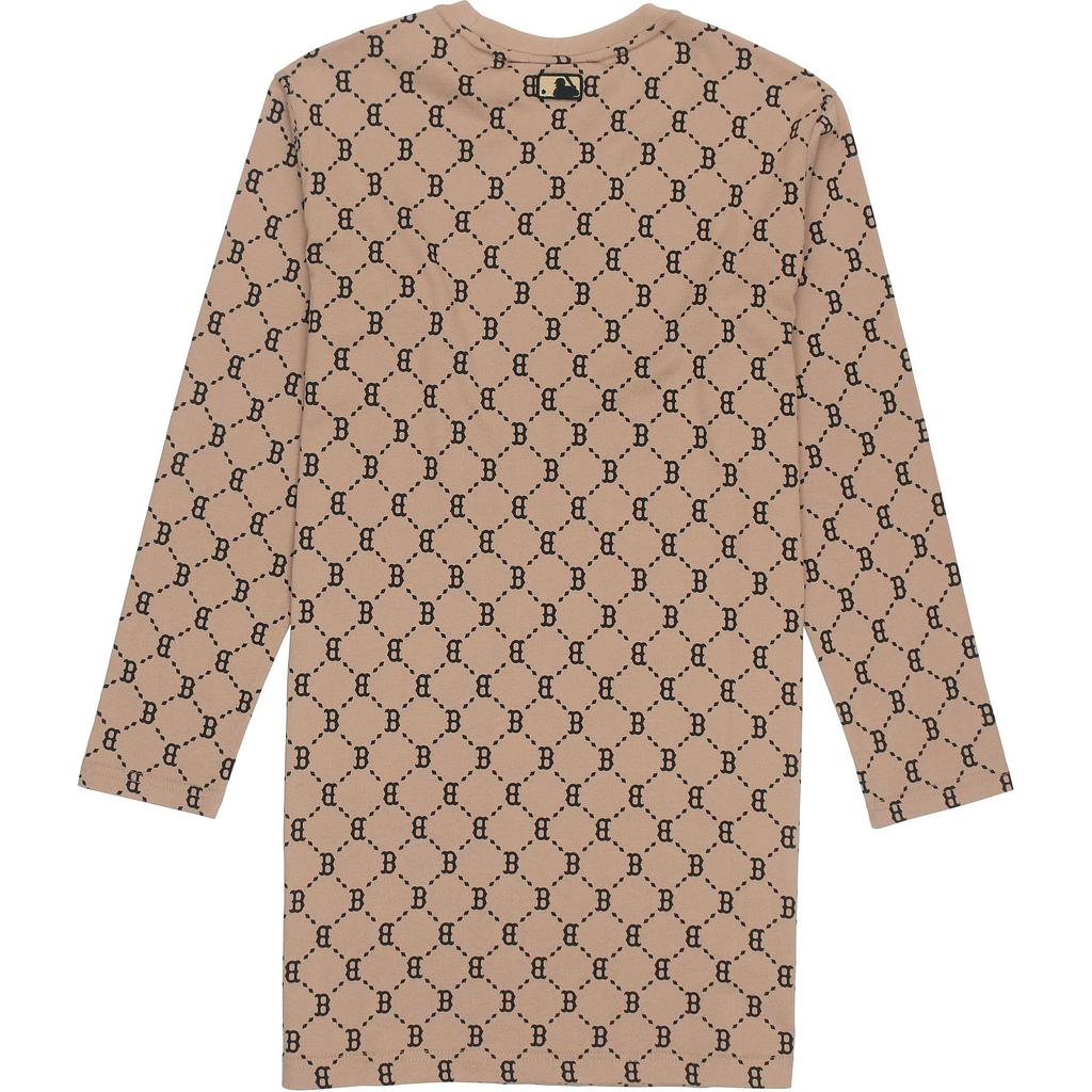 New MLB Old Flower Long Sleeved Dresses Women's Brown 3FOPM0314-43BGD