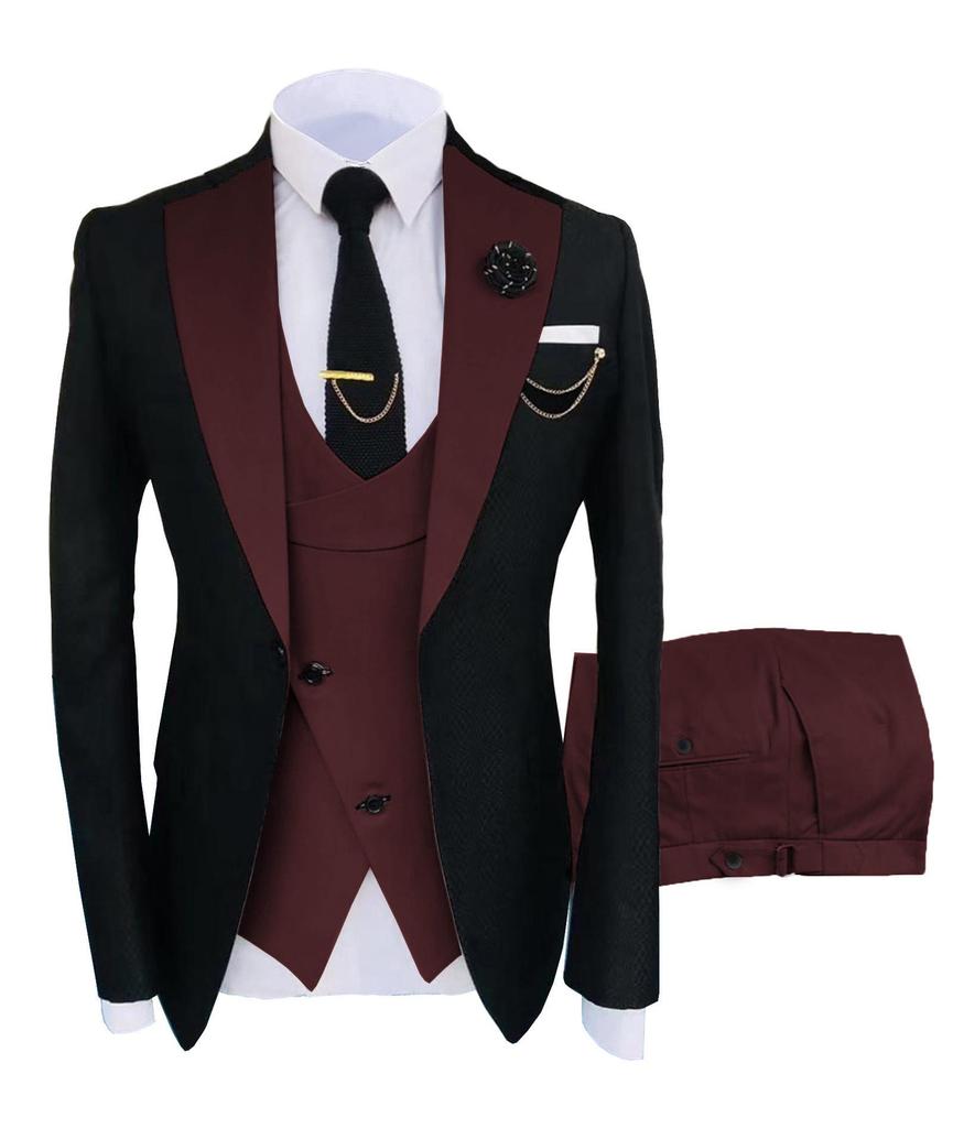 Men's European/American Business Style 3-Piece Suit Set for Wedding & Banquet – Groom/Best Man Plus Size
