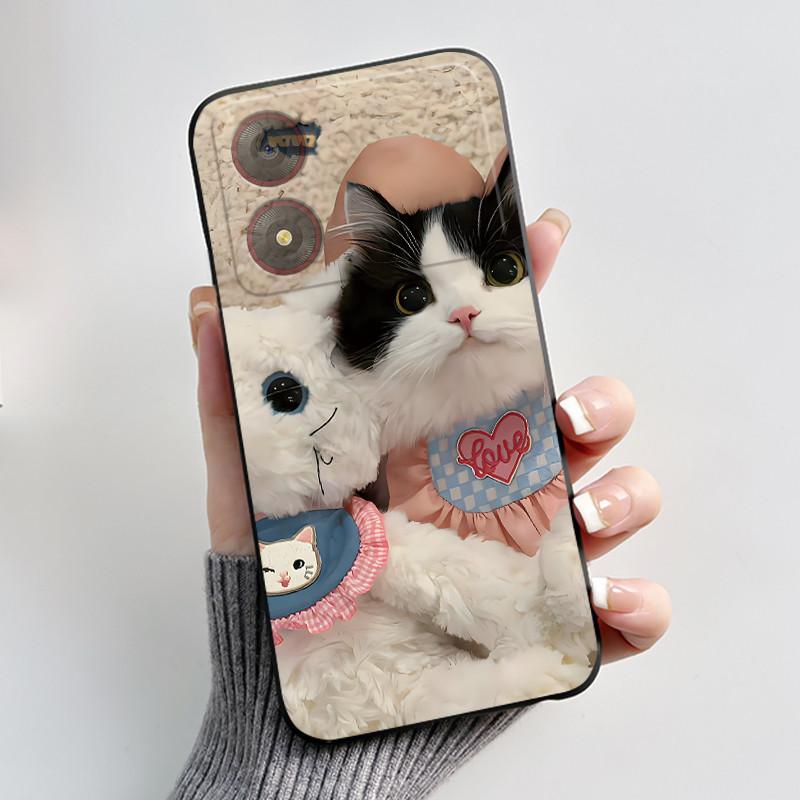 Casing For ZTE Blade A34 / A54 4G Phone Case Shell Aesthetic Cute Cat Astronaut Soft TPU Silicone Black Protective Cover Bumper