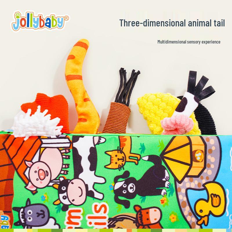 Jollybaby Animal Tail Peek-a-Boo Cloth Book - Baby Toy for Early Education (0-3 Years)