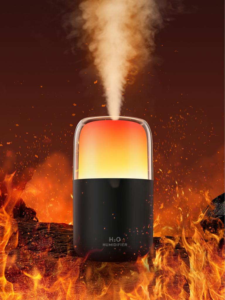 280mL Intelligent Simulation Flame Aromatherapy Machine Usb Mini Ultrasonic Humidifier Home Desktop Diffuser Flame Humidifier