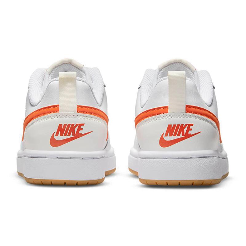 Nike Court Borough 2 Low 2 Rutschfest Leichte Dämpfung Niedrig geschnitten Kinder Skateboard Schuhe Weiß Orange Sneaker BQ5448-114