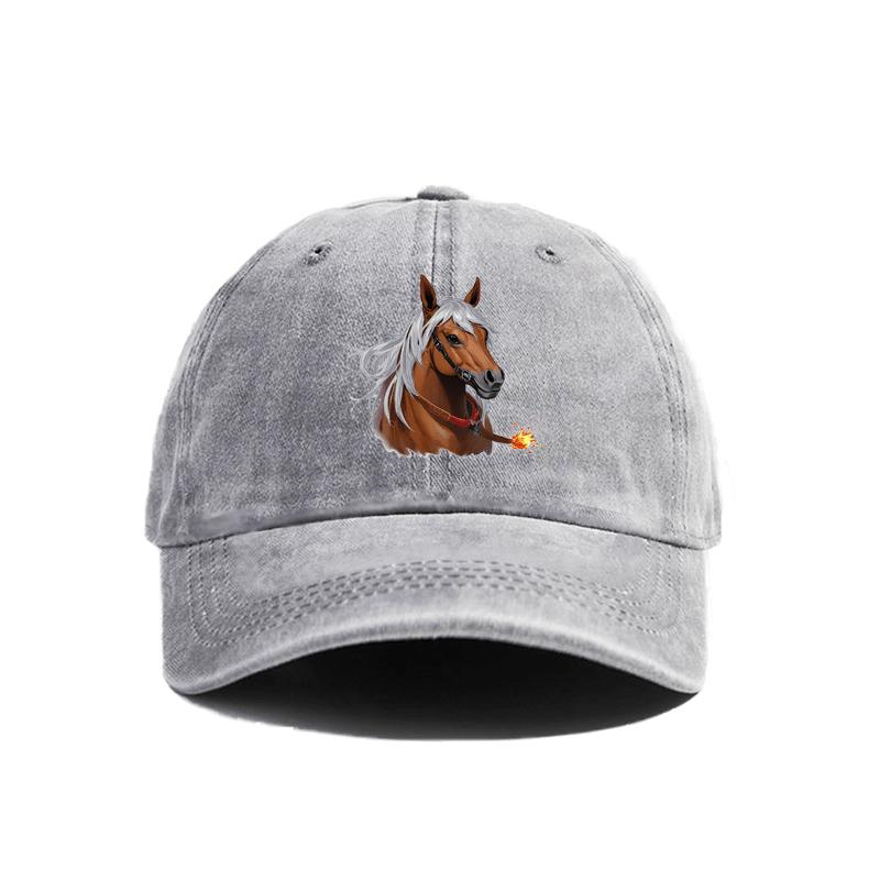 Vintage Washed Baseball Cap with Fantasy Horse  Letter Graphic Print  Adjustable Snapback Lightweight Dad Hat for Men  Women
