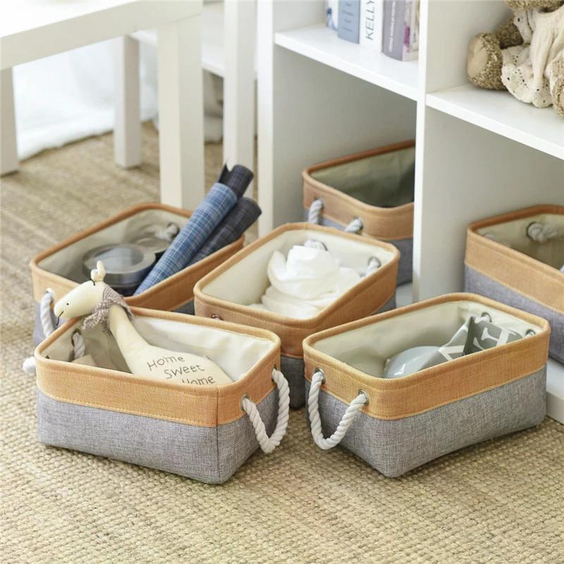 Haushaltswaren, Kleinigkeiten, Sortierkorb, faltbarer Wäsche-Organizer, Box für Unterwäsche, Socken, Spielzeug, faltbarer Aufbewahrungskorb aus Baumwolle und Leinen