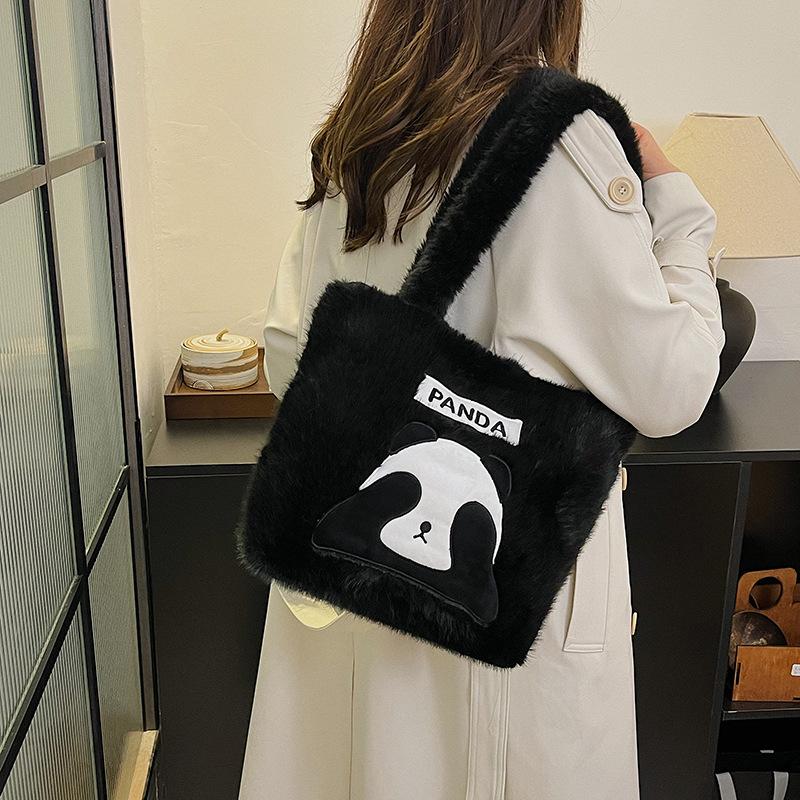 Hot-selling Panda Plush Underarm Bag Hand Carry Large Capacity Plush Handbag Women's Crossbody Shoulder Bag Tote