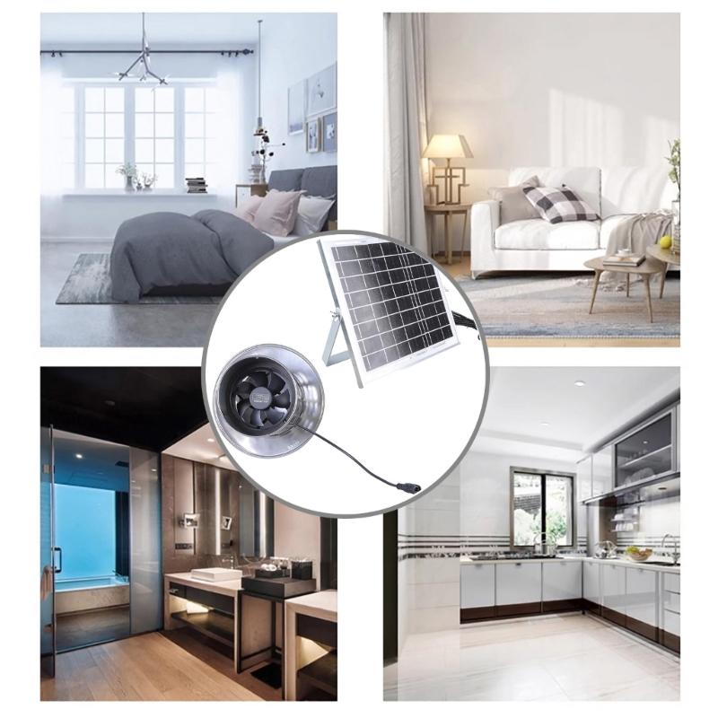 110mm Comprehensive Solar Fan Stainless Steel Construction Low Noise Ventilation Structure For Pet House Agricultural Sheds