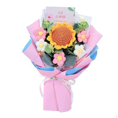 Terminat Croșetat Buchet de flori Artificial de tricotat flori Daisy Home Decor