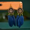Bohemian Vintage Long Round Winding Feather Earrings for Women Ethnic Simple Elegant Dangle Earring Female Vacation Jewelry