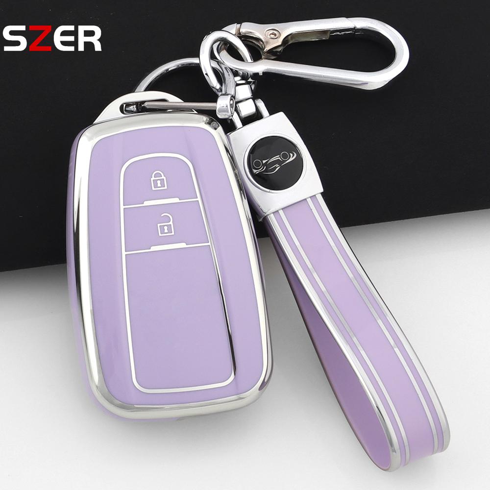 2 Buttons For Toyota Prius Camry Corolla Chr C-Hr Rav4 Land Cruiser Prado Tpu Car Key Case Cover Shell Fob Keychain Accessories